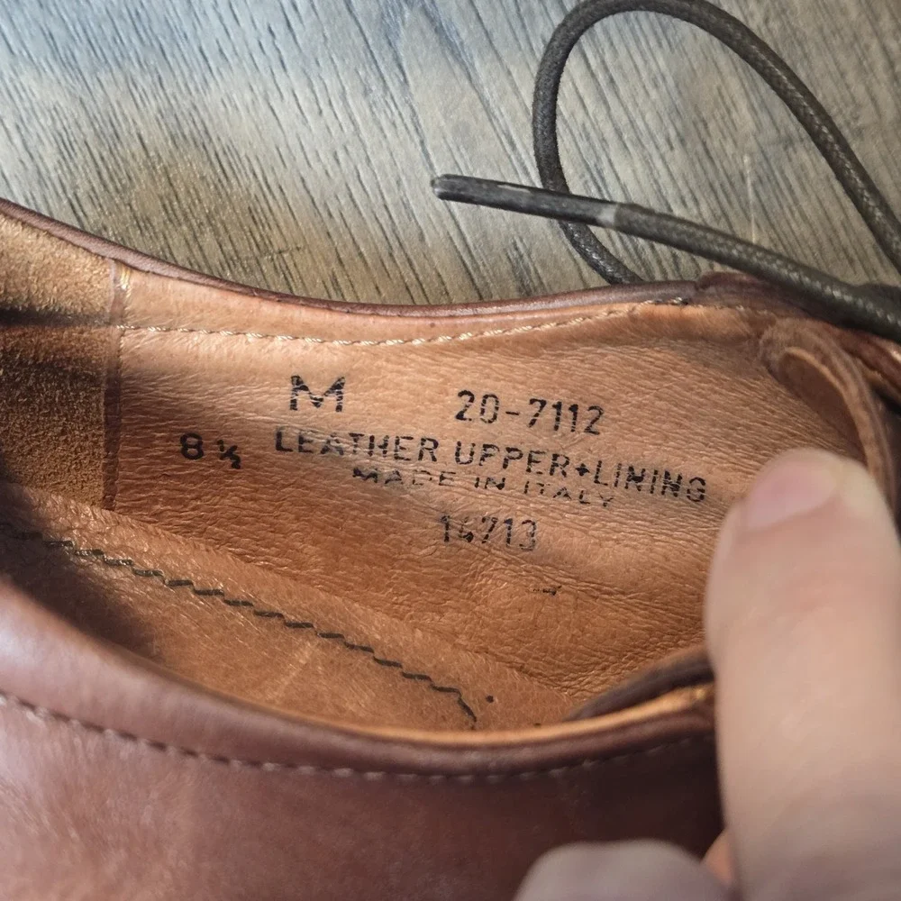 Johnston & Murphy 8.5 M Brown Leather Dress Oxford Shoe Laces 20-7112 Italy